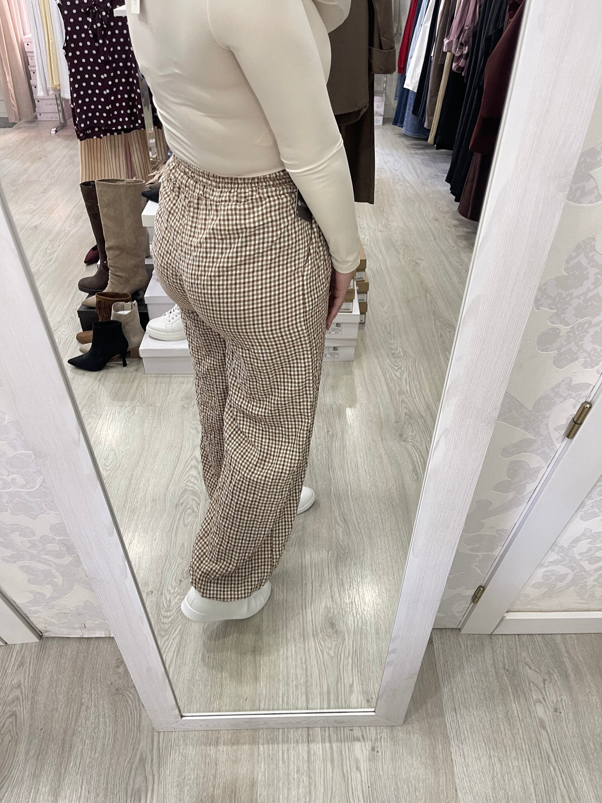 Pantalón Vichy tierra