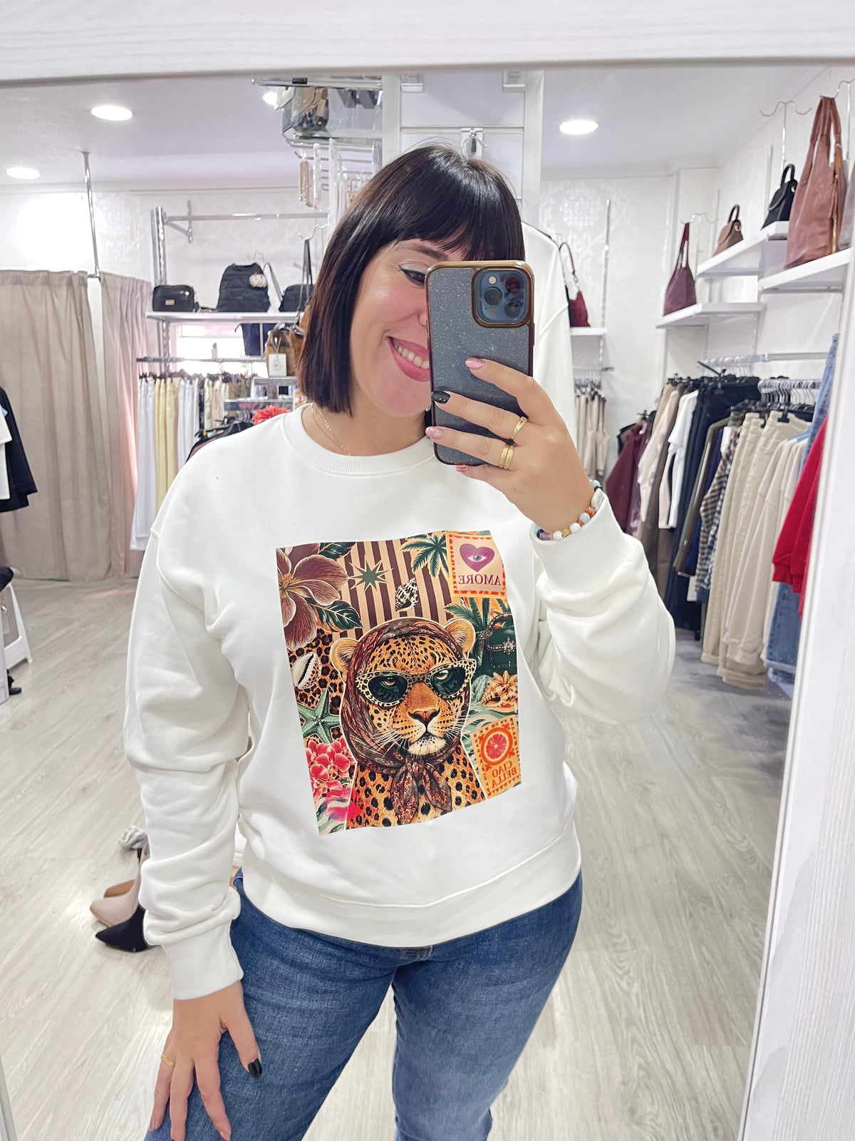 Sudadera tigre lazo marrón