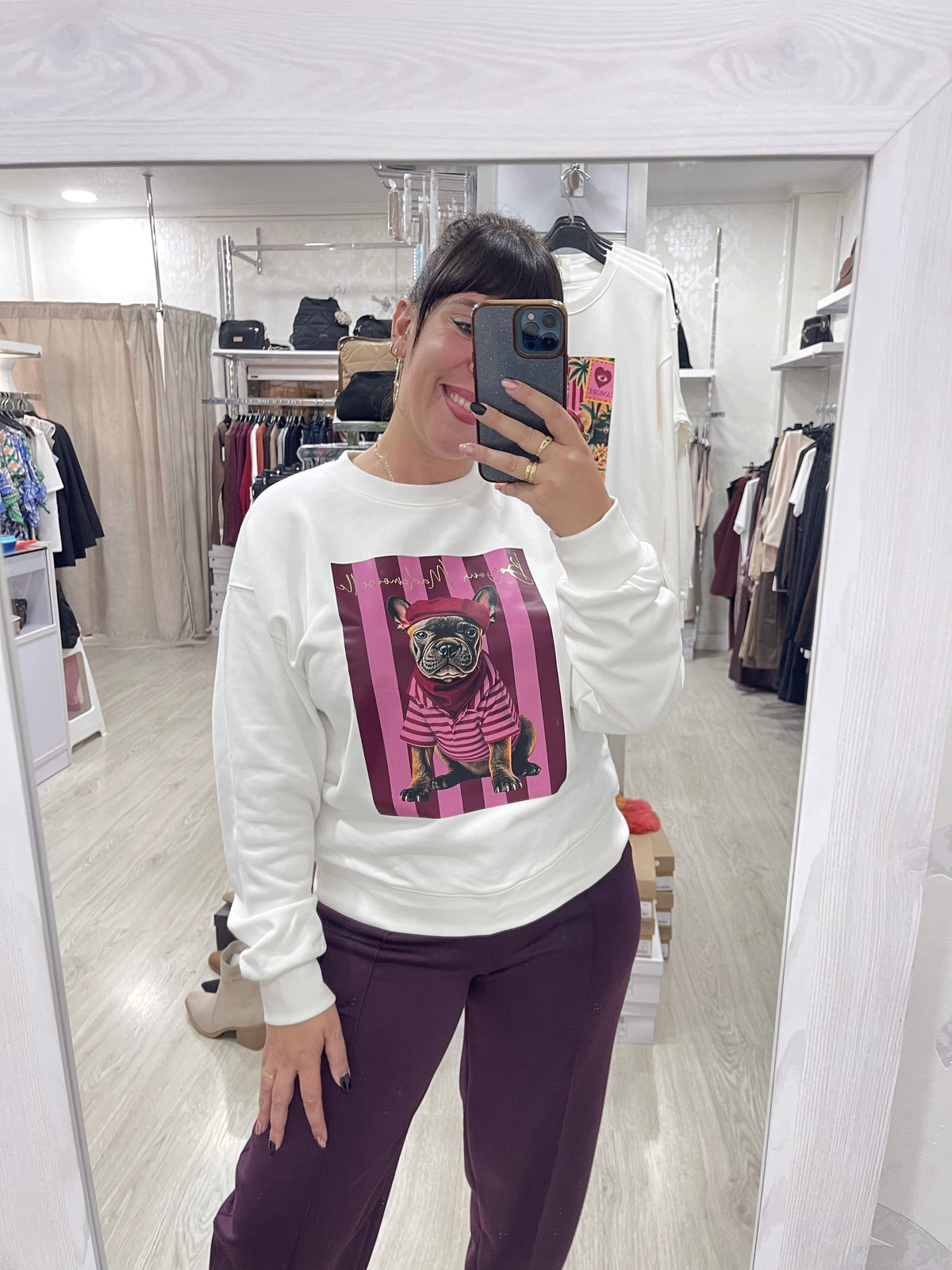 Sudadera perro burdeos/rosa