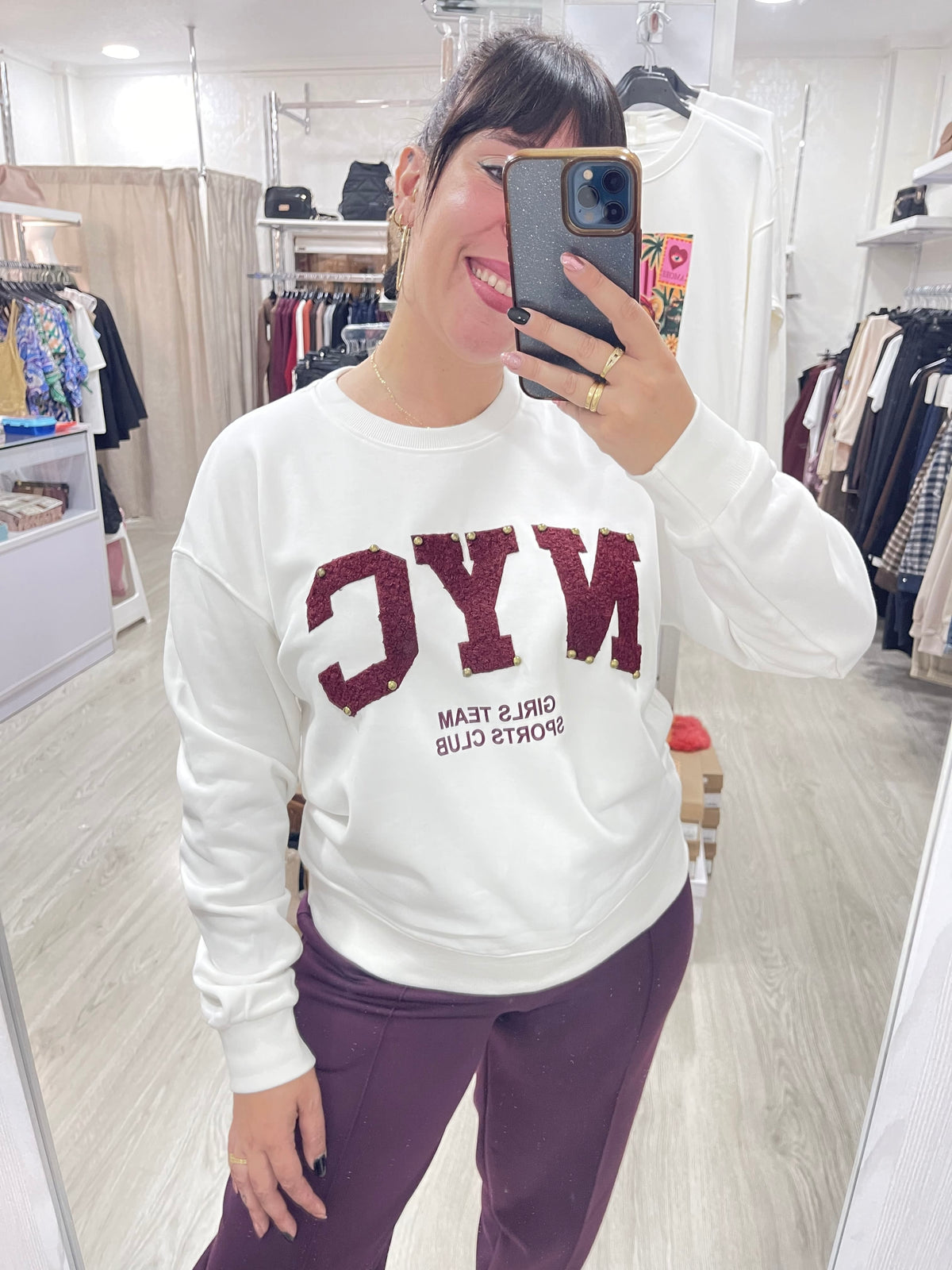 Sudadera NYC burdeos