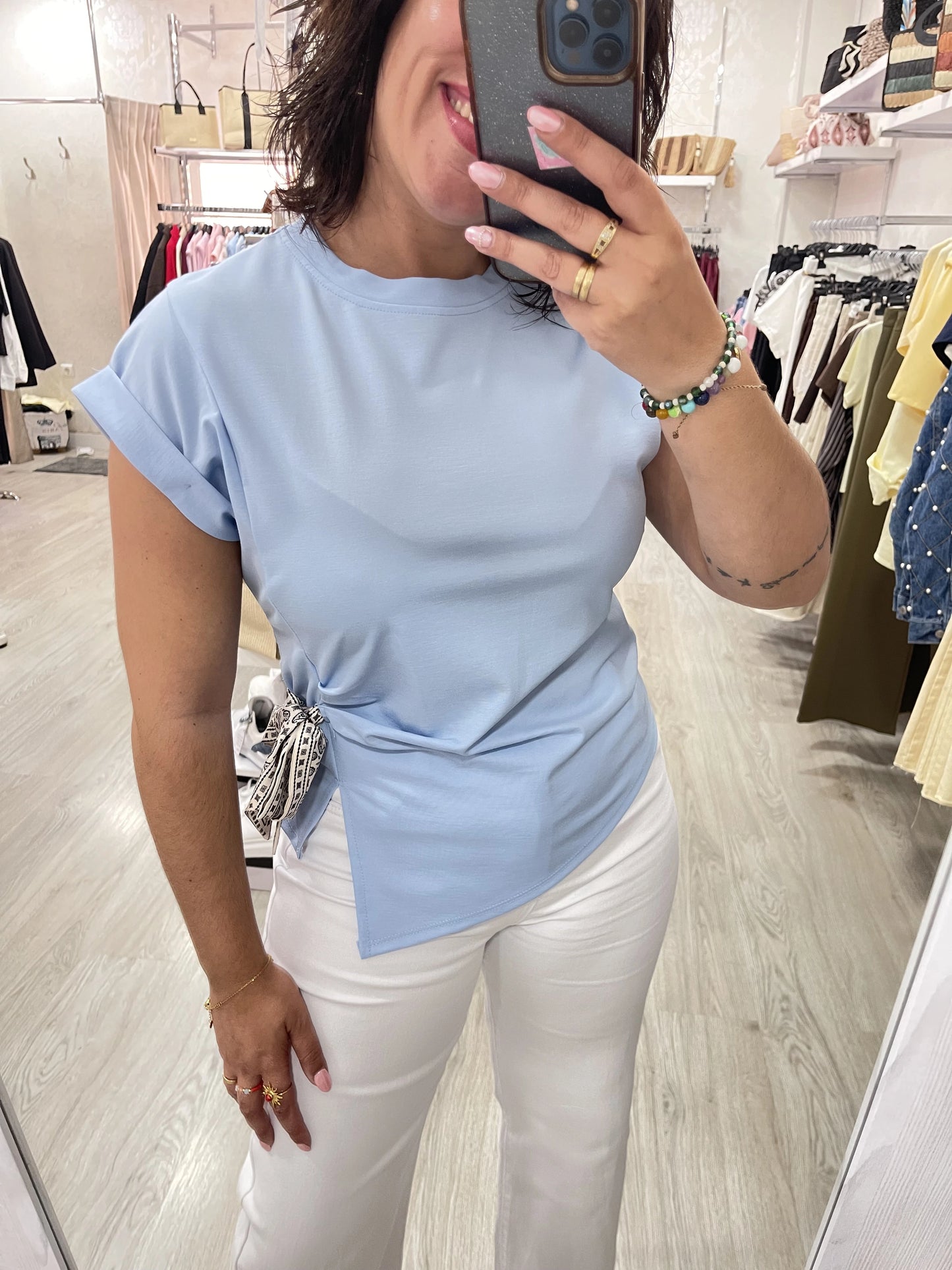 Camiseta lazo azul bebé