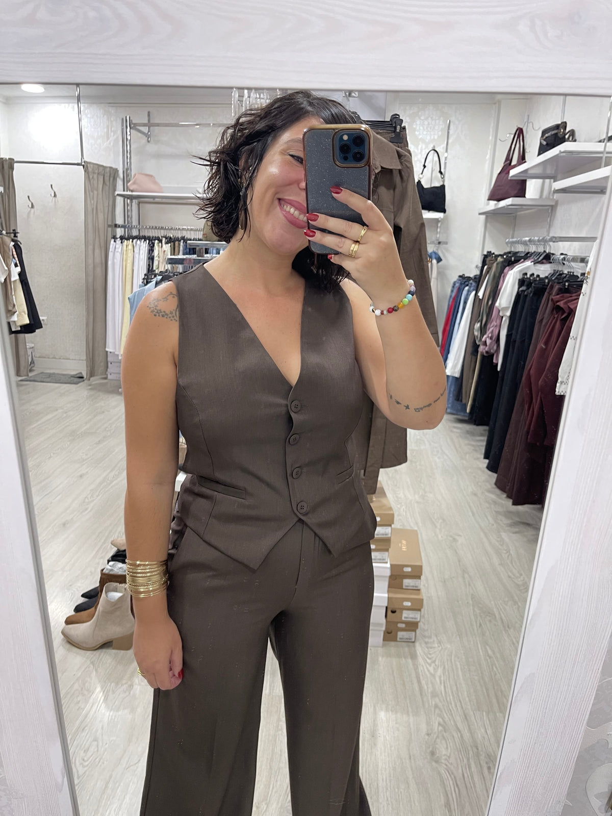 Chaleco traje chocolate