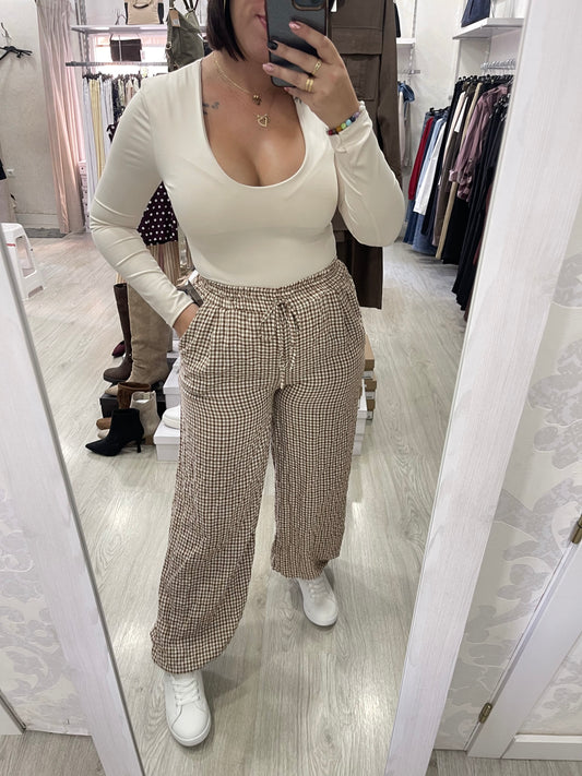 Pantalón Vichy tierra