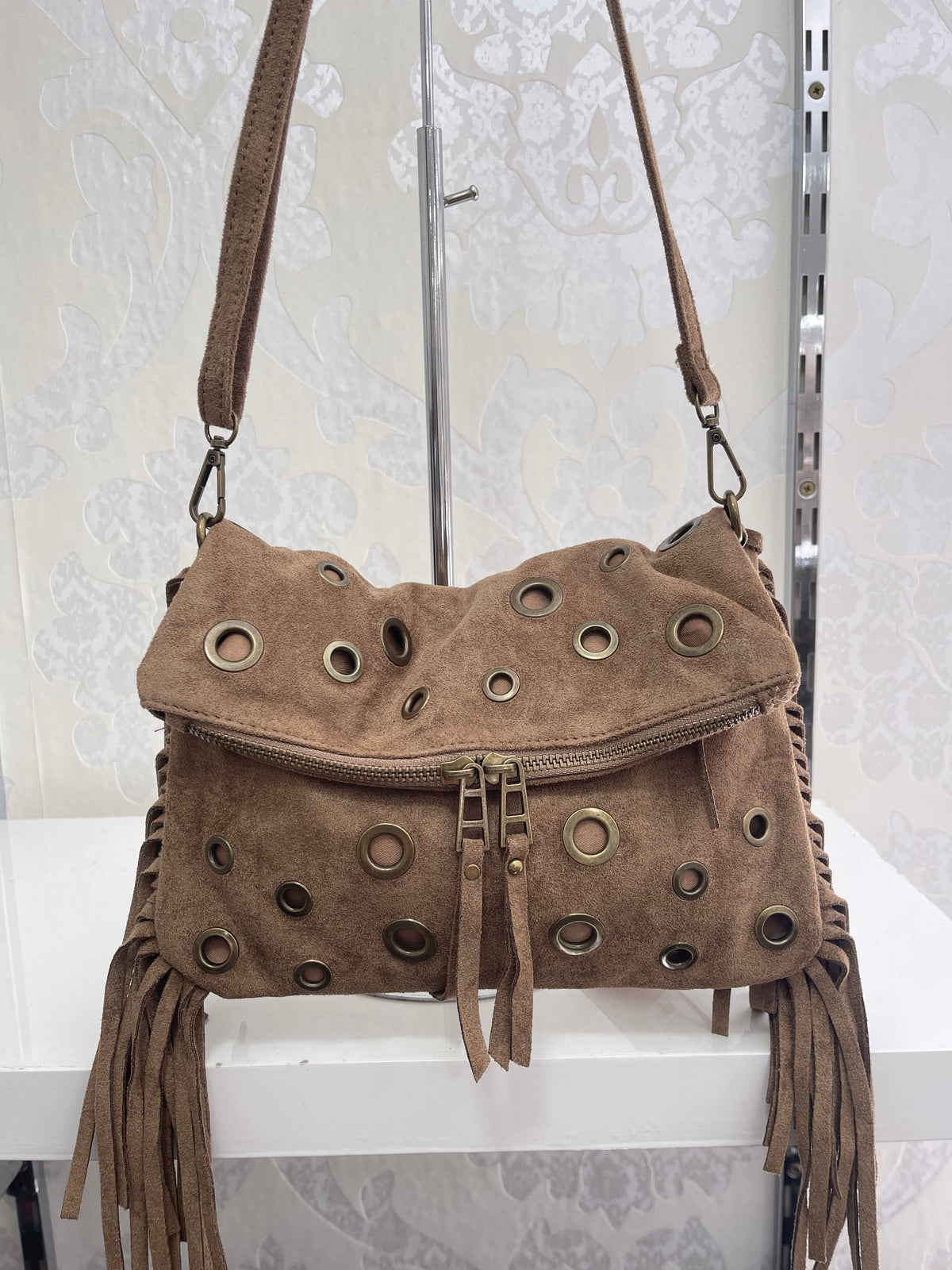 Bandolera círculos camel