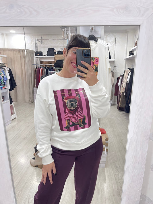 Sudadera perro burdeos/rosa