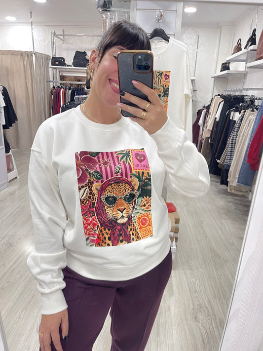 Sudadera tigres lazo rosa