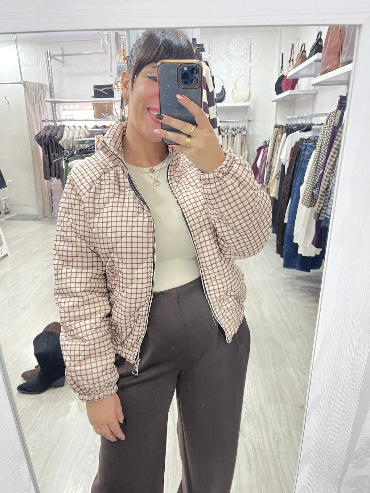 Chaqueta acolchada beige
