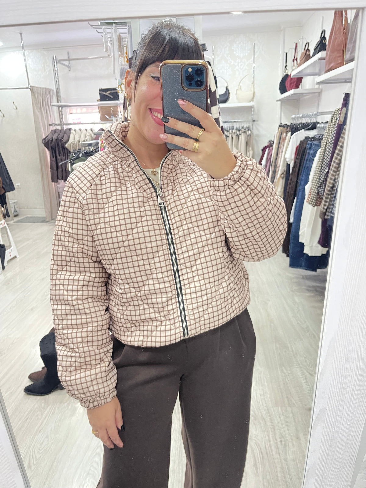 Chaqueta acolchada beige