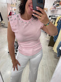 Camiseta Nerea hombreras rosa