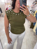Camiseta Nerea hombreras verde