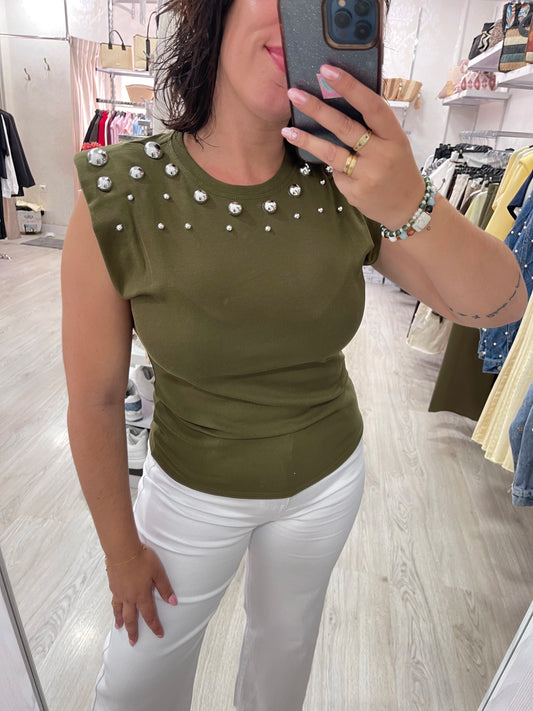 Camiseta Nerea hombreras verde