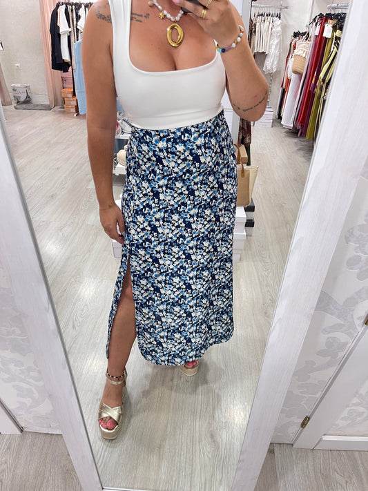 Falda flores azul
