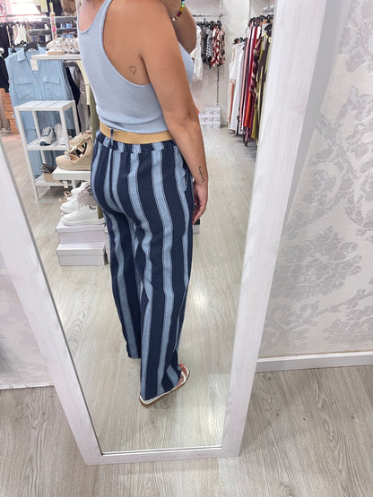 Pantalón rayado azul