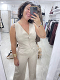 Chaleco traje beige