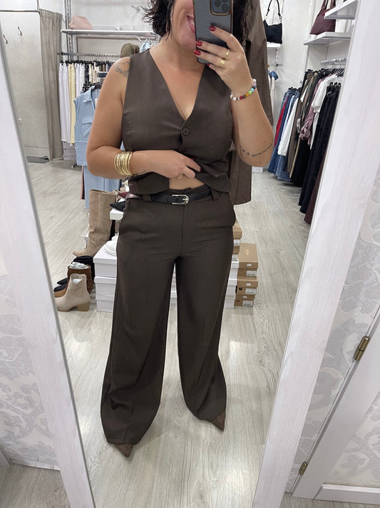 Pantalón traje chocolate