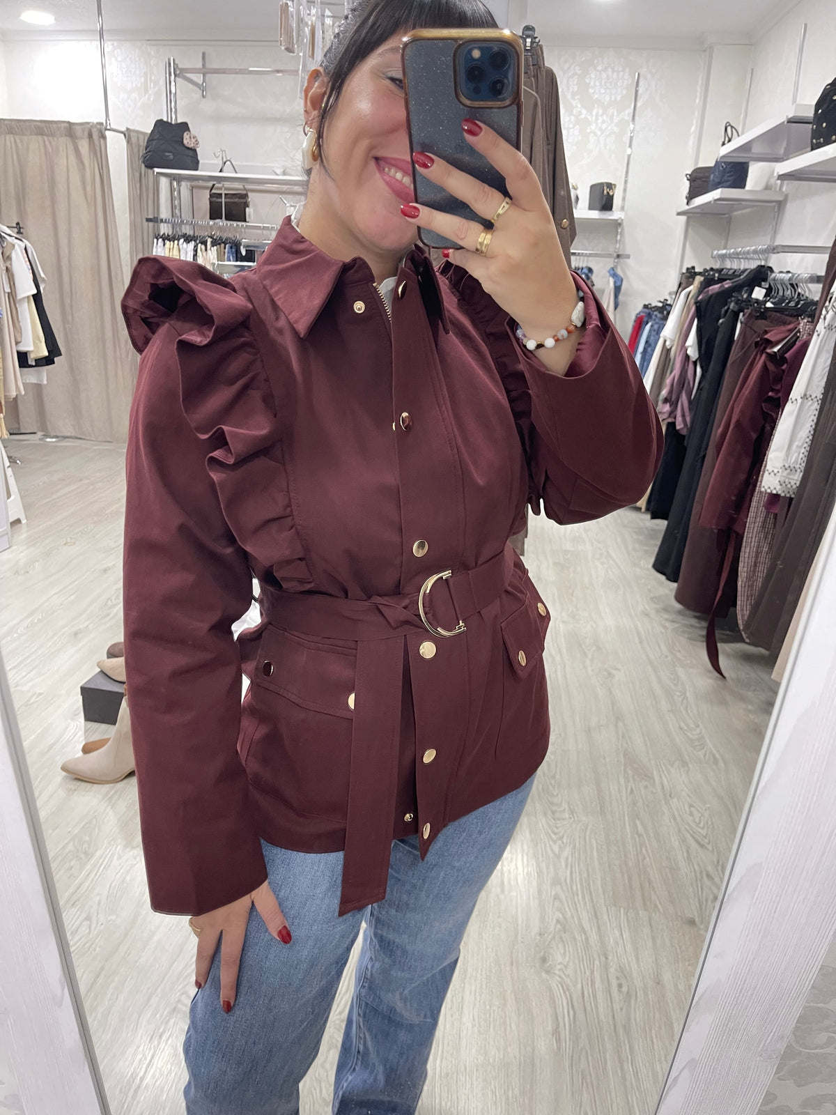 Chaqueta volante granate